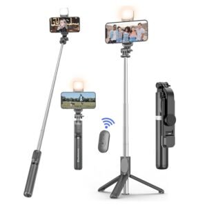 Selfie Stick,Extendable Selfie Stick with Wireless Remote&Tripod Stand,Portable,Lightweight,