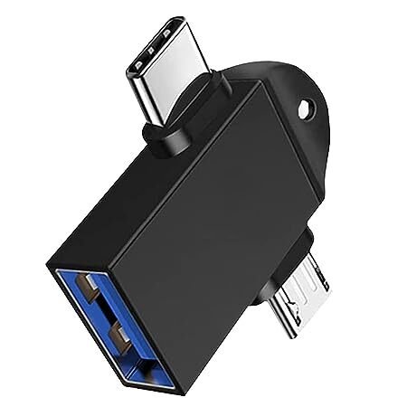 Type-C OTG Adapter USB Mouse, Pendrive Connector & 2in1 OTG Adapter, USB 3.0 Female to Micro-USBConnector Aluminium High Speed Data OTG for All Type-C Smartphone & All Android Mobiles